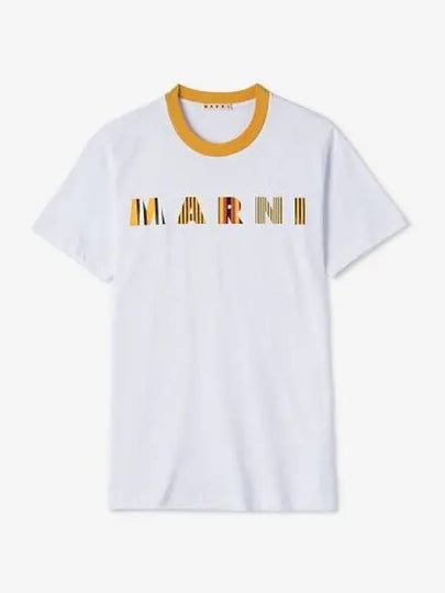 Stripe Logo Print Short Sleeve T-Shirt White - MARNI - BALAAN 2