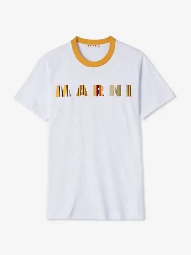 Striped logo print short sleeve t shirt white - MARNI - BALAAN 2