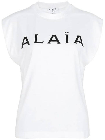 Logo Print Cotton Sleeveless White - ALAIA - BALAAN 1