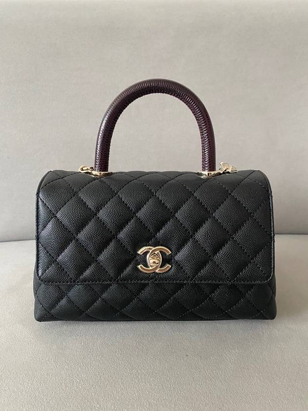 Coco Handle Small Caviar Black Burgundy Gold A92990 - CHANEL - BALAAN 1