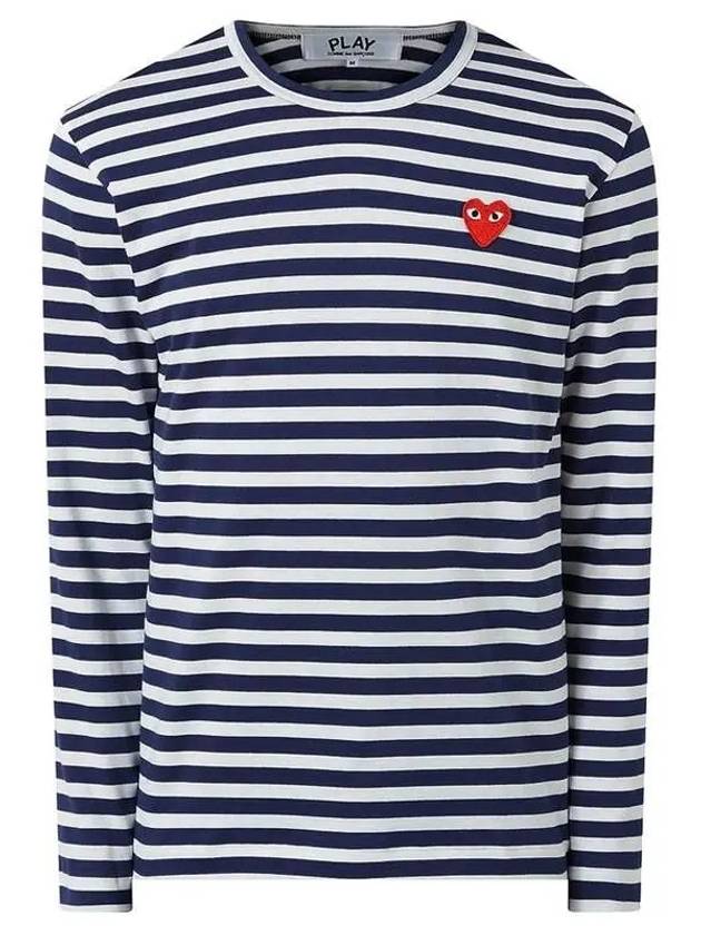 Red Heart Wappen Stripe Long Sleeve T-Shirt Blue P1 T0101 - COMME DES GARCONS - BALAAN 2