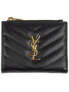 Cassandre Matelasse Grain De Poudre Embossed Leather Half Wallet Black - SAINT LAURENT - BALAAN 2