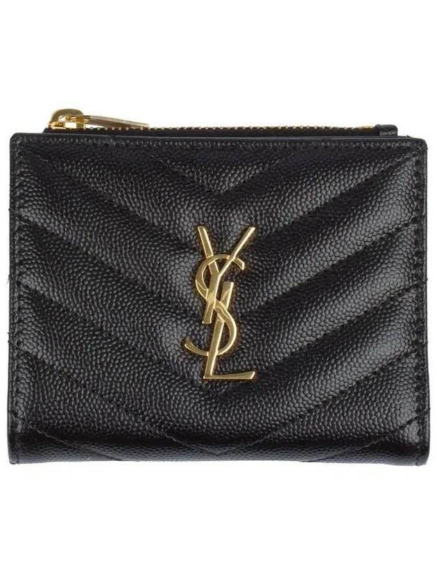 Cassandre Matelasse Grain De Poudre Embossed Leather Half Wallet Black - SAINT LAURENT - BALAAN 2