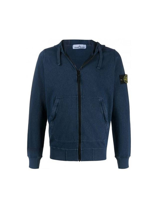 Wappen Patch Cotton Hooded Zip Up Marine Blue - STONE ISLAND - BALAAN 1