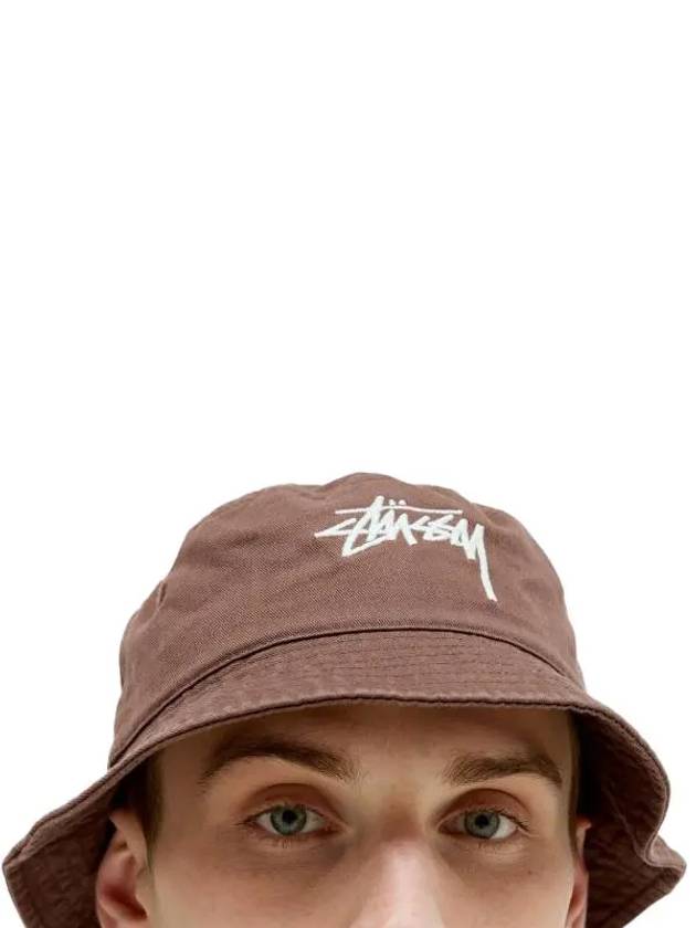 Big Stock Logo Embroidered Bucket Hat Brown 1321182 CHOC - STUSSY - BALAAN 1