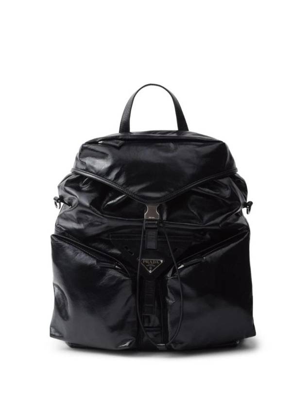 Triangle Logo Leather Backpack Black - PRADA - BALAAN 1