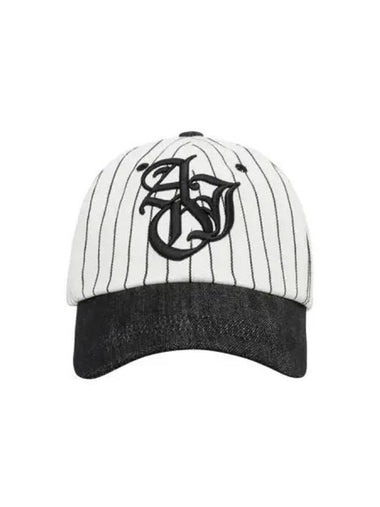 Sporty Logo Stripe Denim Cap White - AJOBYAJO - BALAAN 1