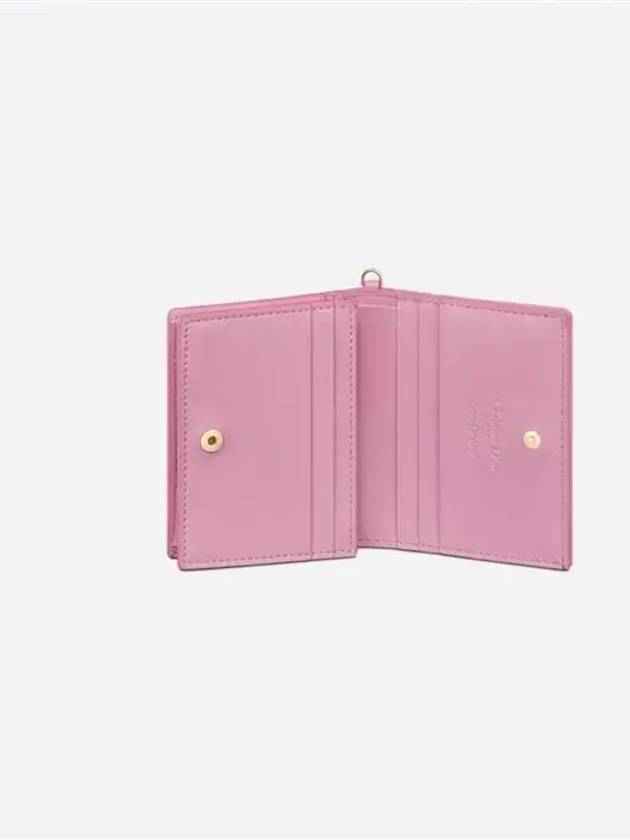 Lady Cannage Small Lambskin Half Wallet Pink - DIOR - BALAAN 5