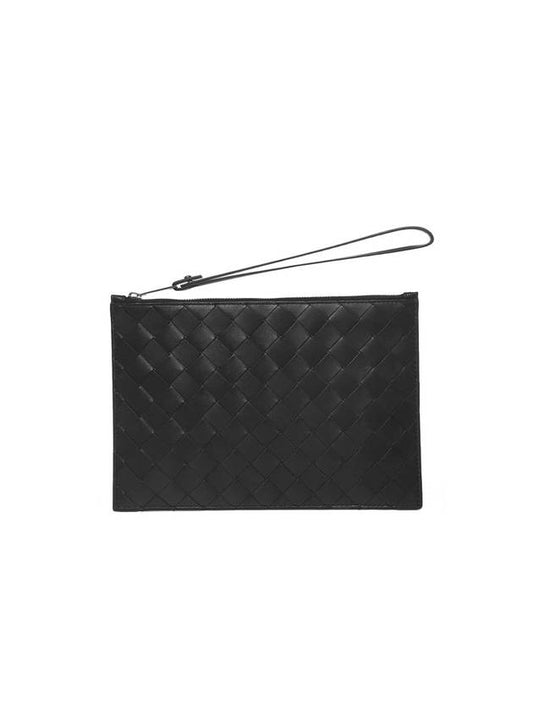 Intrecciato Bill Silver Clutch Bag Black - BOTTEGA VENETA - BALAAN 1