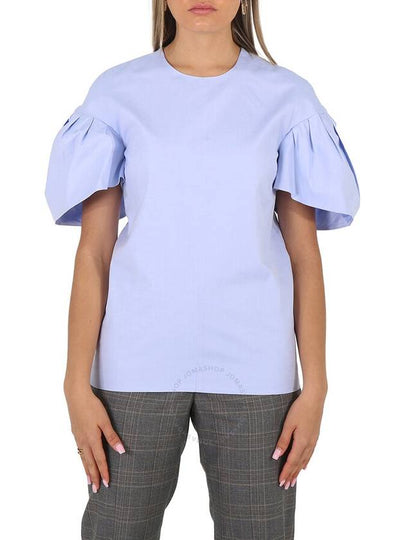 Victoria Beckham Ladies Knit Tops Light Blue Tuck Sleeve Top, Brand Size 12 (US Size 8) - VICTORIA BECKHAM - BALAAN 2