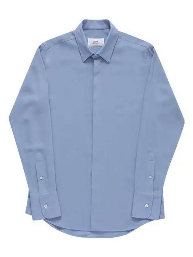 Wool Long Sleeve Shirt Light Blue - AMI - BALAAN 2