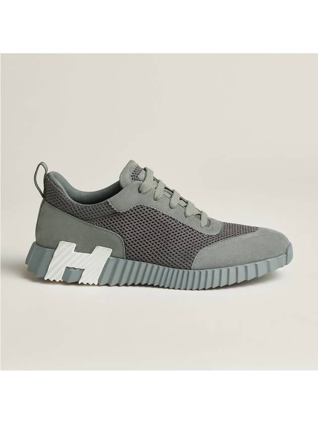 Bouncing Graphic Mesh Suede Low Top Sneakers Gris Brume - HERMES - BALAAN 3