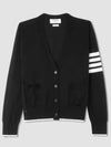 4 Bar Relaxed Fit Fine Merino Wool Cardigan Black - THOM BROWNE - BALAAN 3