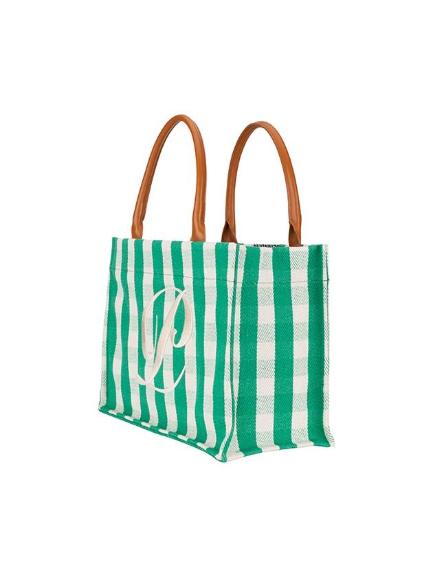 Gingham Check Middle Tote Bag Green - PEOPLE OF THE WORLD - BALAAN 3