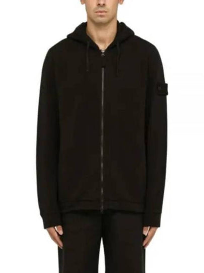 Ghost Piece Cotton Wool Fleece Zip Up Hoodie Black - STONE ISLAND - BALAAN 2