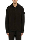 Ghost Piece Cotton Wool Fleece Zip Up Hoodie Black - STONE ISLAND - BALAAN 2