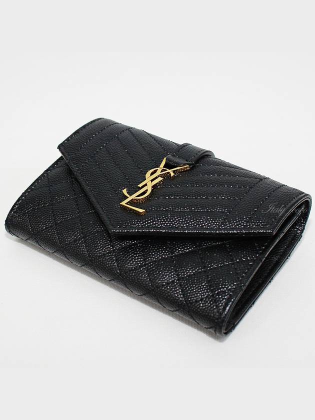 Matelasse Monogram Envelope Small Half Wallet Black - SAINT LAURENT - BALAAN 6