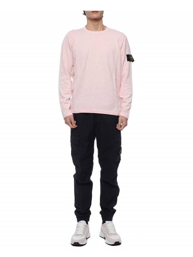 Compass Badge Ribbed Cotton Knit Top Pink - STONE ISLAND - BALAAN 4