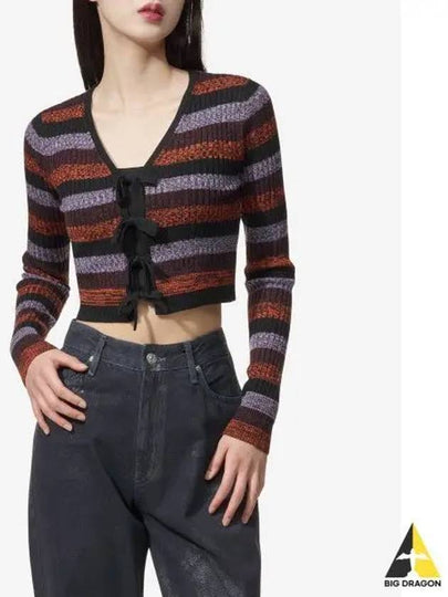 Striped Merino Rib Crop Cardigan - GANNI - BALAAN 2