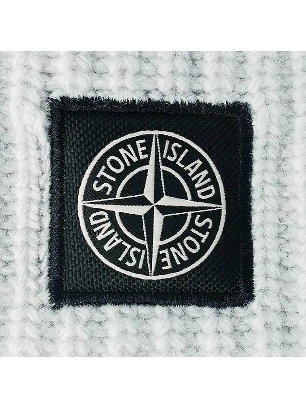 Logo Patch Rip Wool Beanie Pearl Grey - STONE ISLAND - BALAAN 4