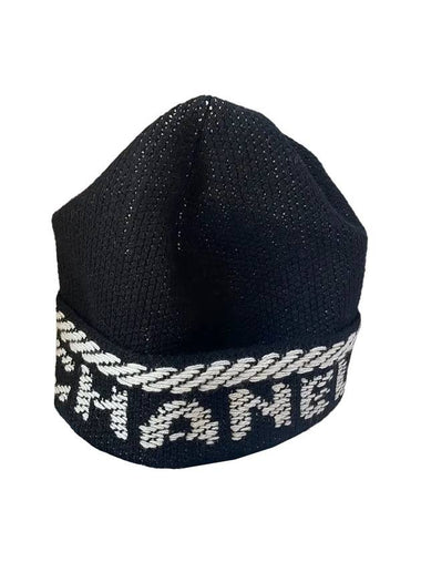 Lettering Logo Cashmere Beanie Black - CHANEL - BALAAN 1