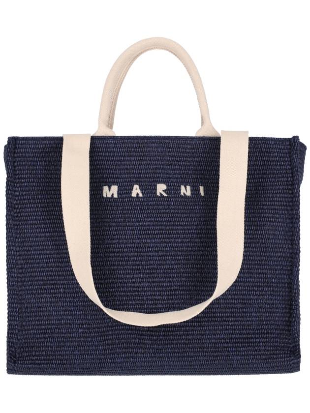 Raffia East West Tote Bag Navy - MARNI - BALAAN 2