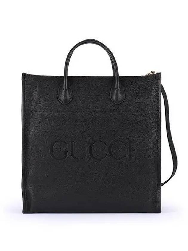 Men's Logo Leather Large Cross Tote Bag Black - GUCCI - BALAAN 2