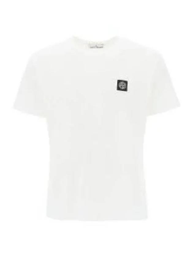 Logo Patch Short Sleeve T-Shirt White - STONE ISLAND - BALAAN 2