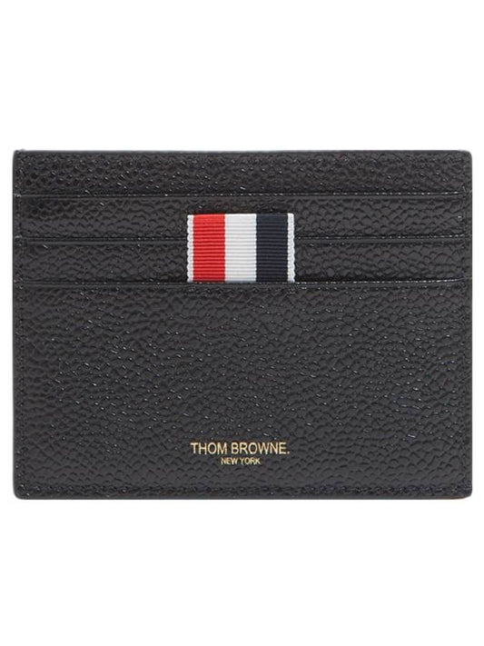 Pebble Grain Leather Stripe Note Compartment Card Wallet Black - THOM BROWNE - BALAAN 2