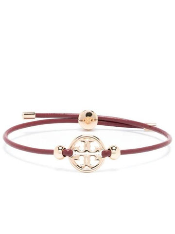 Miller Logo Charm Slider Leather Bracelet Red - TORY BURCH - BALAAN 1