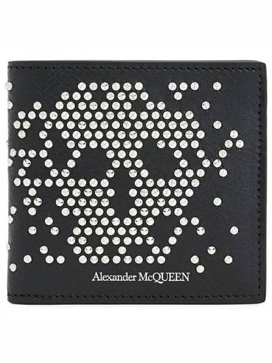 Studded Skull Bifold Half Wallet Black - ALEXANDER MCQUEEN - BALAAN 2