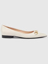 Women's Horsebit Leather Ballerina White - GUCCI - BALAAN 1