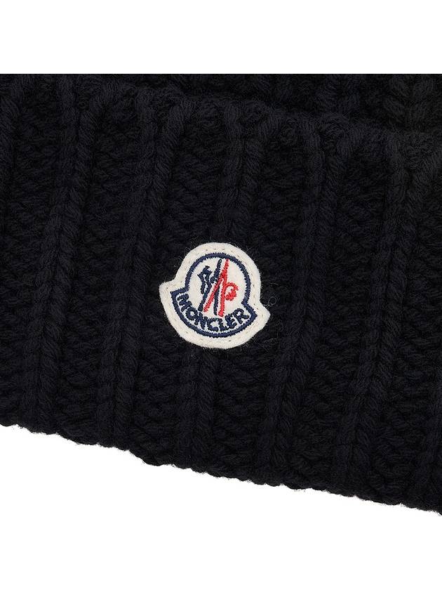 Logo Patch Cashmere Blend Beanie Black - MONCLER - BALAAN 7