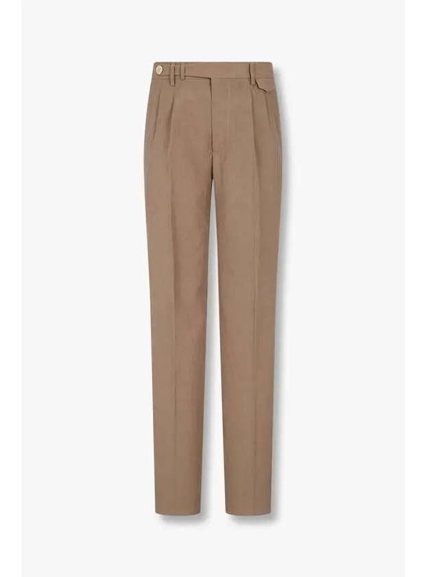 Men s Leisure Fit Pleated Linen Pants Brown - BRUNELLO CUCINELLI - BALAAN 1