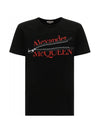 logo zipper short sleeve t-shirt black - ALEXANDER MCQUEEN - BALAAN.