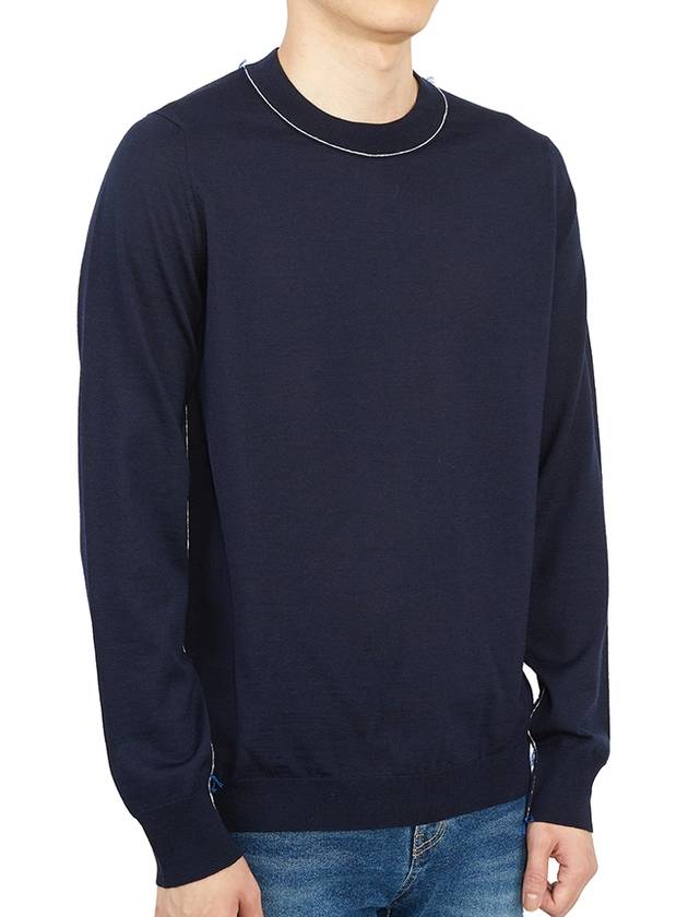 Back Stitch Crew Neck Wool Knit Top Navy - MAISON MARGIELA - BALAAN 4