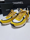 CC Logo Tennis Knit Suede Low Top Sneakers Yellow - CHANEL - BALAAN 9