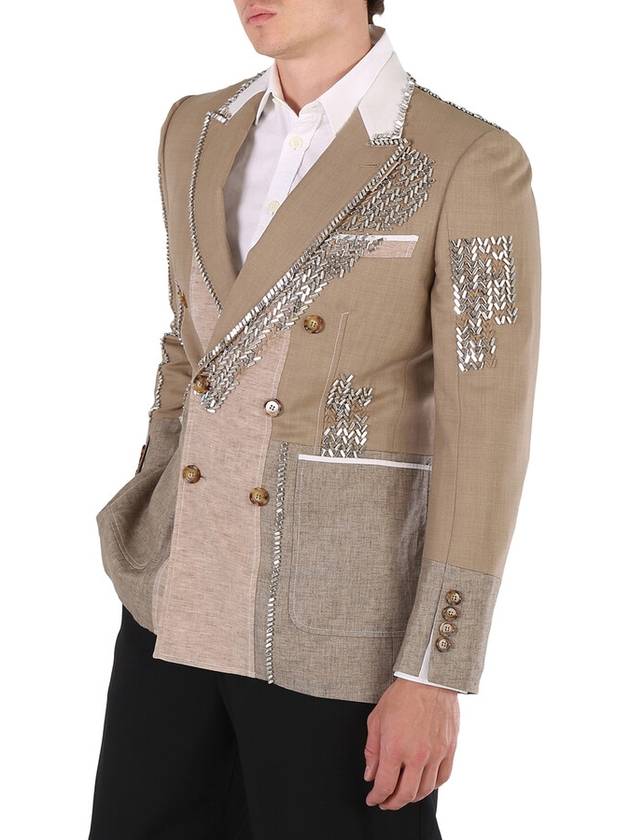 Burberry Men's Pecan Melange Crystal Embroidered Wool-blend Coat, Brand Size 52 (US Size 42) - BURBERRY - BALAAN 3