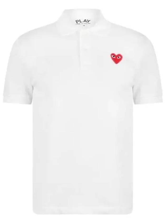 Men's Red Heart Collar TShirt White P1T006 - COMME DES GARCONS - BALAAN 4