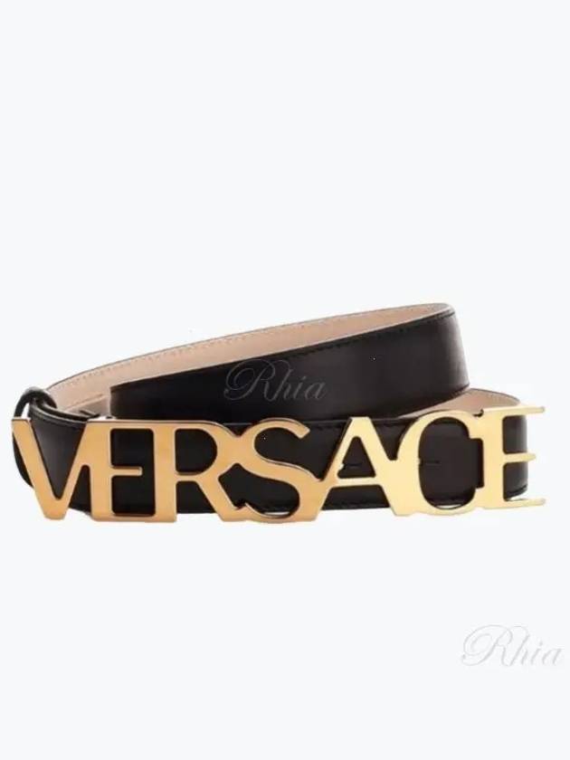 Logo Buckle Leather Belt Black - VERSACE - BALAAN 2