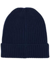 Logo Patch Wool Beanie Navy - KENZO - BALAAN 3