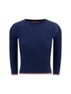 Women's Wool Rib 3/4 Sleeve Crew Neck Pullover Knit Top Navy - THOM BROWNE - BALAAN 2