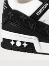 Men's LV Trainer Monogram Denim Low Top Sneakers Black White - LOUIS VUITTON - BALAAN 4