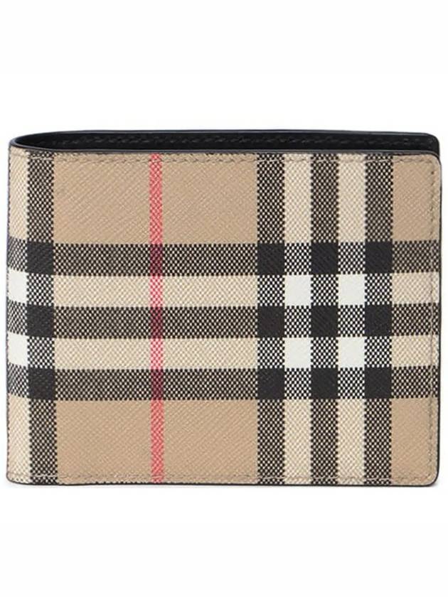 E Canvas Vintage Check Half Wallet Beige - BURBERRY - BALAAN 3