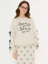 Ribbon Slit Lettering Overfit Sweatshirt Oat Meal - METAPHER - BALAAN 2