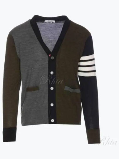 Men's Sustainable Classic Diagonal Wool Cardigan Med Grey - THOM BROWNE - BALAAN 2