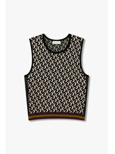 Women s Moon Pattern Knitted Vest Beige - DRIES VAN NOTEN - BALAAN 1