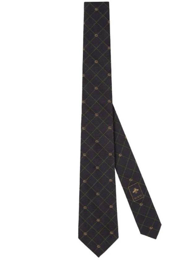 Double G Check Silk Jacquard Tie Blue - GUCCI - BALAAN 1