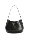 Triangular Logo Cleo Brushed Leather Shoulder Bag Black - PRADA - BALAAN 1