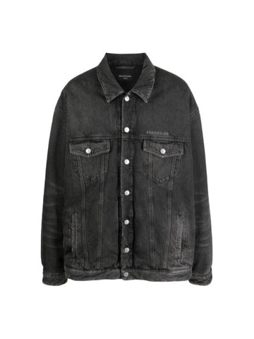 52 Men s Embroidered Japanese Mirror Padded Denim Jacket Dark Gray - BALENCIAGA - BALAAN 1